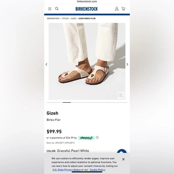 Birkenstock Gizeh Sandal in Graceful Pearl White - Picture 13 of 15